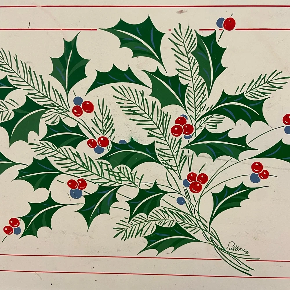 Hallmark 1985 Seasons Greetings Japan Holly Aluminum Serving Tray